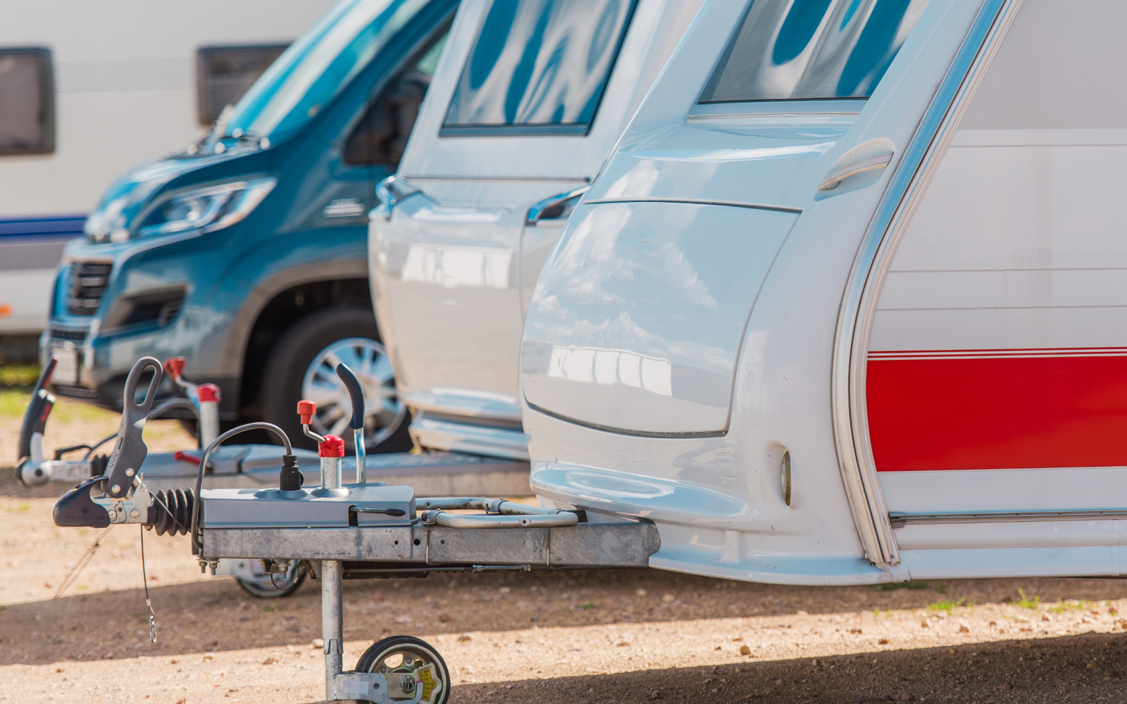 row of parked RVs
