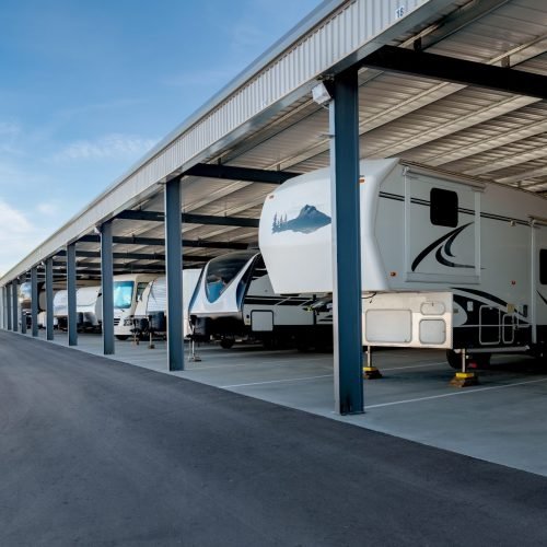 Garage covered location for trailers and motorhomes